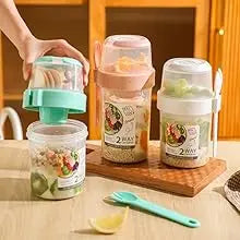 Carry Breakfast Cups – Salad, Yogurt, Cereal, Oatmeal, Snacks, Parfait Containers with Forks and Dressing Holders