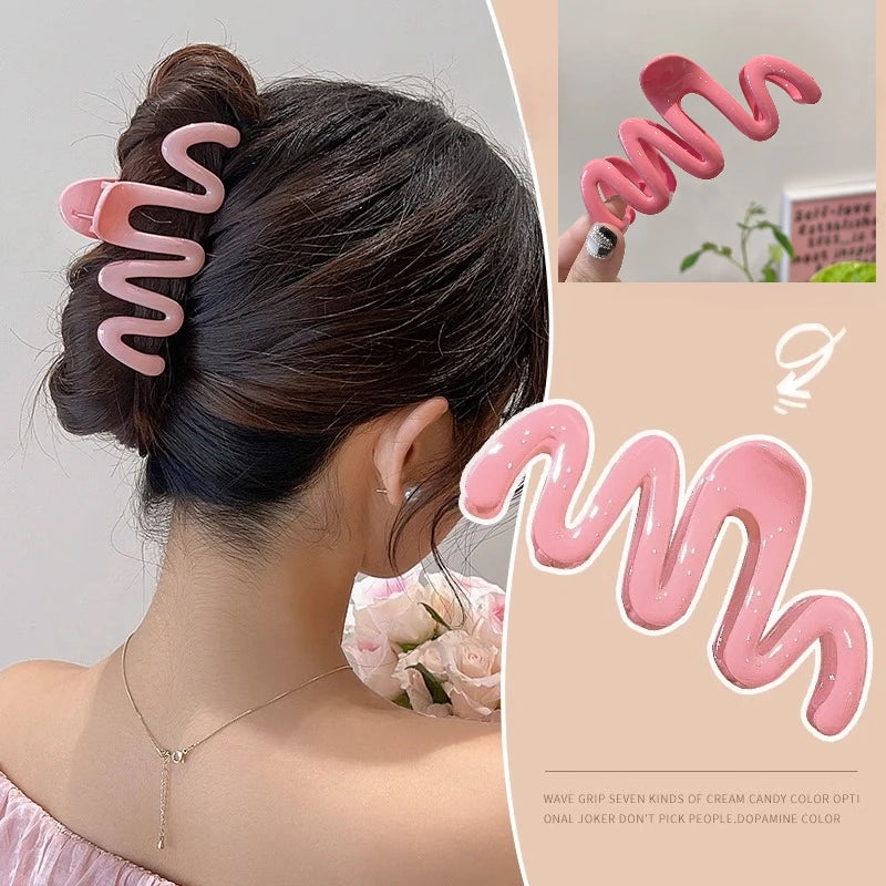 Colorful Jelly Wave Hair Claw – Korean Sweet Style Clip