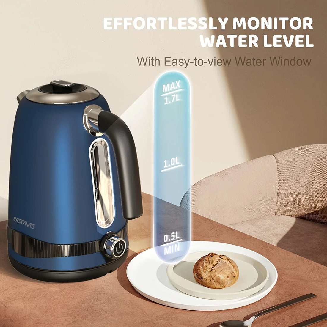 1.8QT Electric Kettle – US Plug, Temperature Control with 7 Heat Settings & LED Display (1100W)