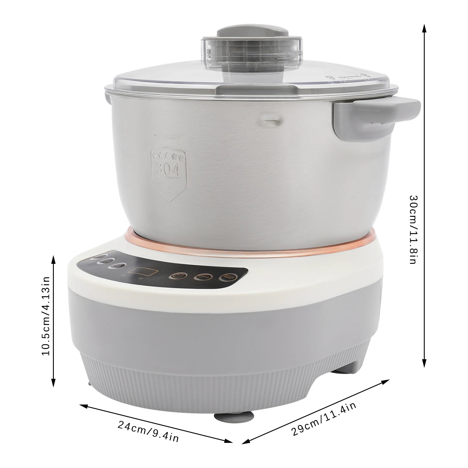 5L Electric Noodle Machine – Silver Household Noodle Making Dough Mixer with 304 Stainless Steeless Steel Silicone ABS 110V 60Hz