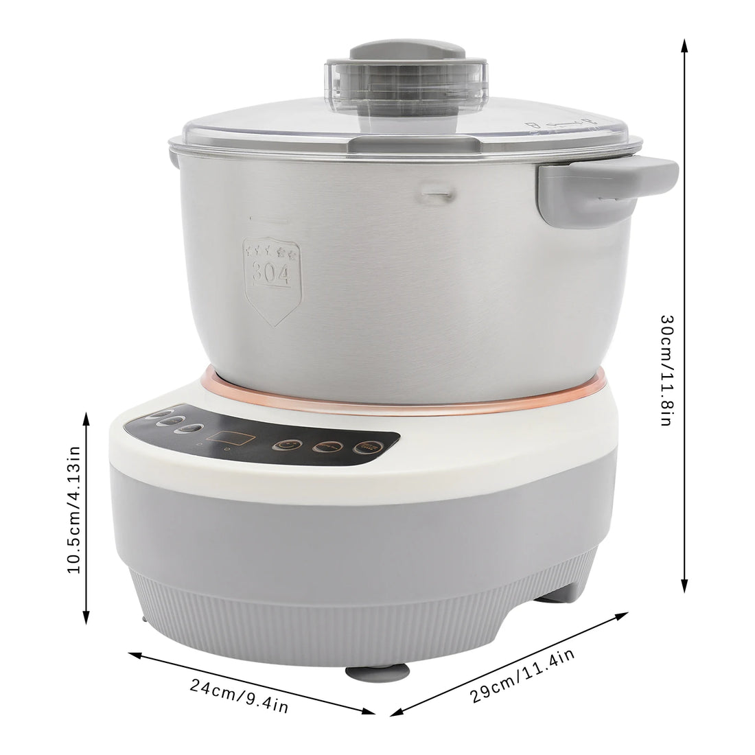 5L Electric Noodle Machine – Silver Household Noodle Making Dough Mixer with 304 Stainless Steeless Steel Silicone ABS 110V 60Hz