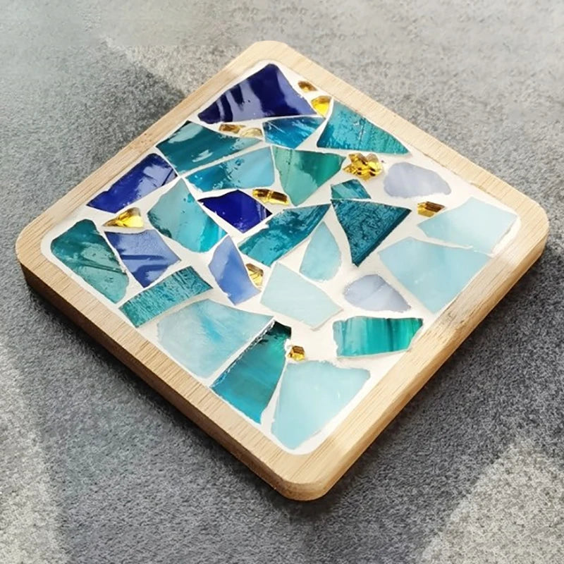 Handmade DIY Mosaic Cup Mat – Bamboo Bottom Pad for Early Education & Creative Crafting