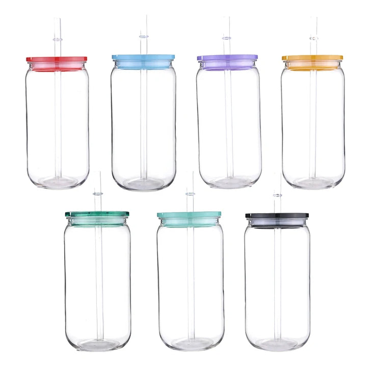 16oz PET Plastic Cup with Colored Lid & Straw