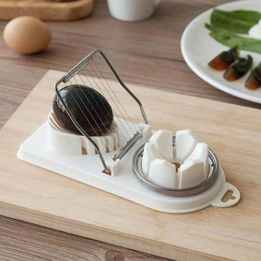 Multifunctional PP Base Egg Cutter – 2-in-1 Stainless Steel Wire Pull Egg Cutter, High-Quality Kitchen Accessory Tools