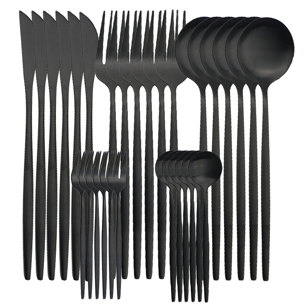 30-Piece Matte Stainless Steel Flatware Set