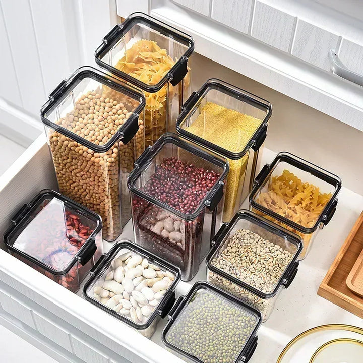 460-1800ML Set Kitchen Stackable Sealed Jars – Plastic Food Storage Box, Multigrain Tank Bottle, Dried Fruit & Tea Storage Containers