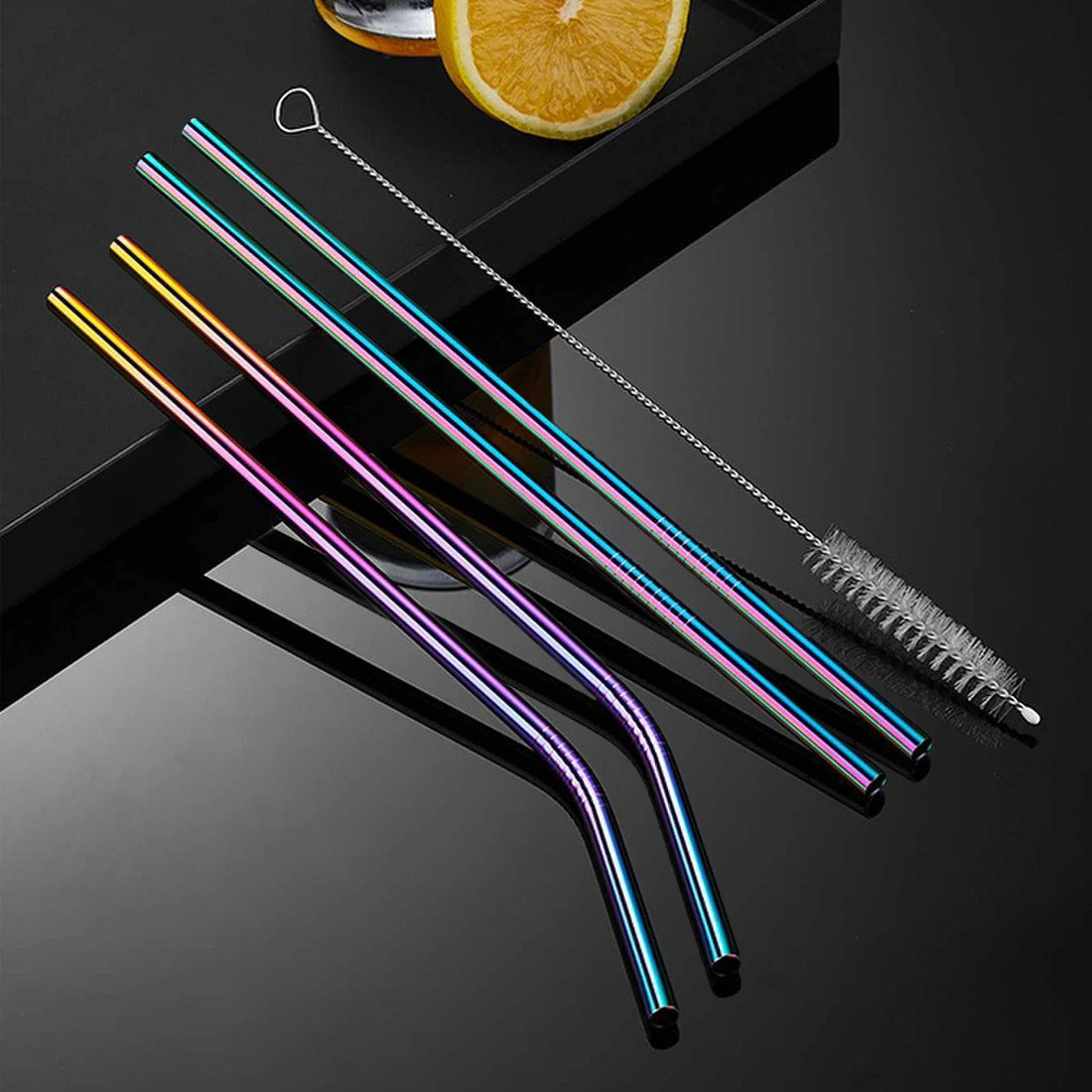 Set of 4 Stainless Steel Straws – Eco-Friendly, Reusable Drinking Straws