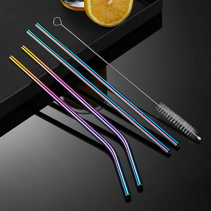 Set of 4 Stainless Steel Straws – Eco-Friendly, Reusable Drinking Straws