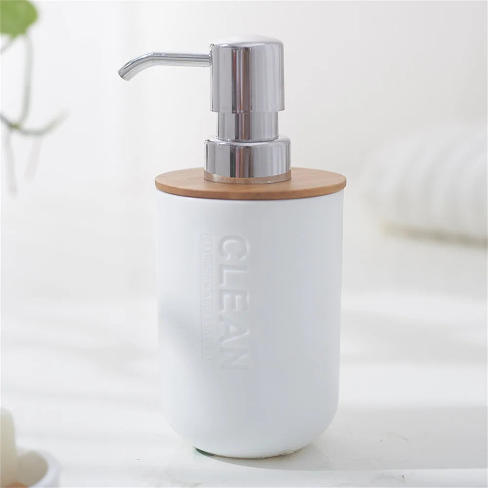 White Simple Home Bathroom Supply Bamboo Soap Dish Mouthwash Cup Toothbrush Holder Storage bottle Wash Rack Bathroom Wash