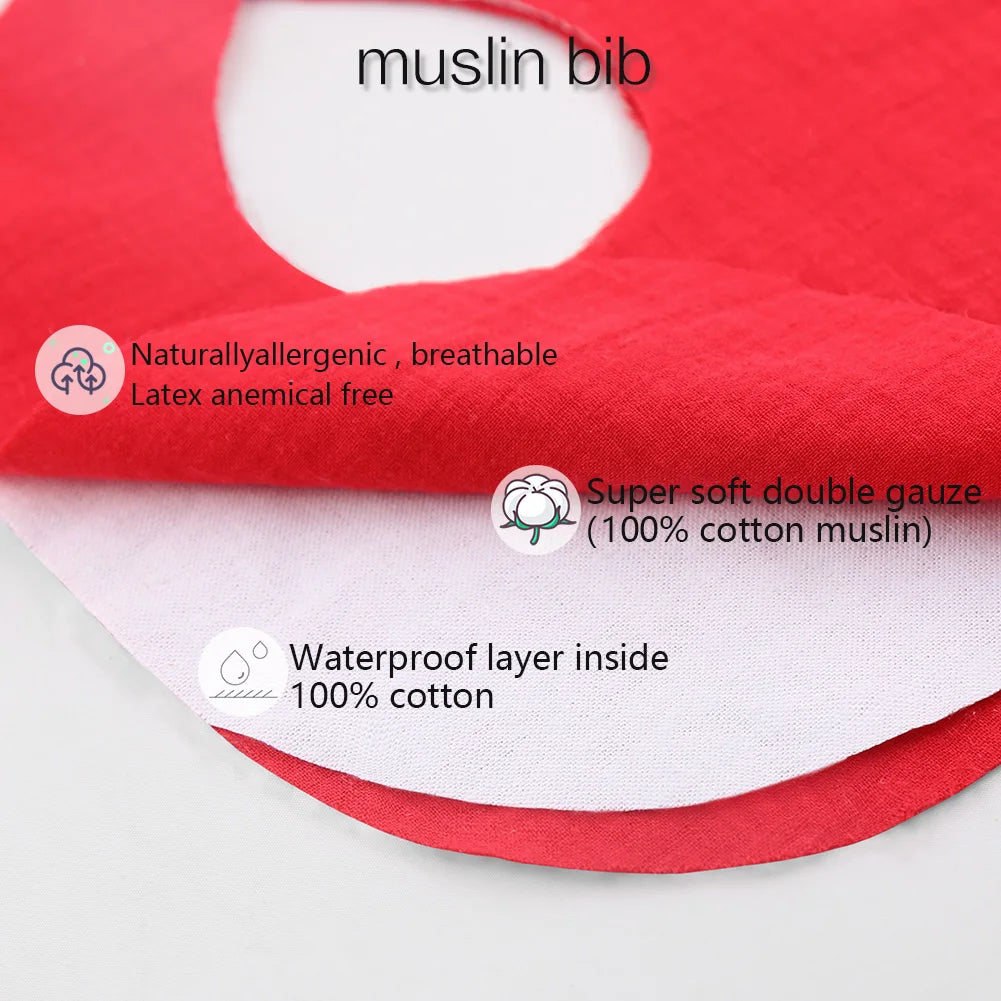 3-Piece Muslin Cotton & Bamboo Baby Bib Set with Tassel Lace