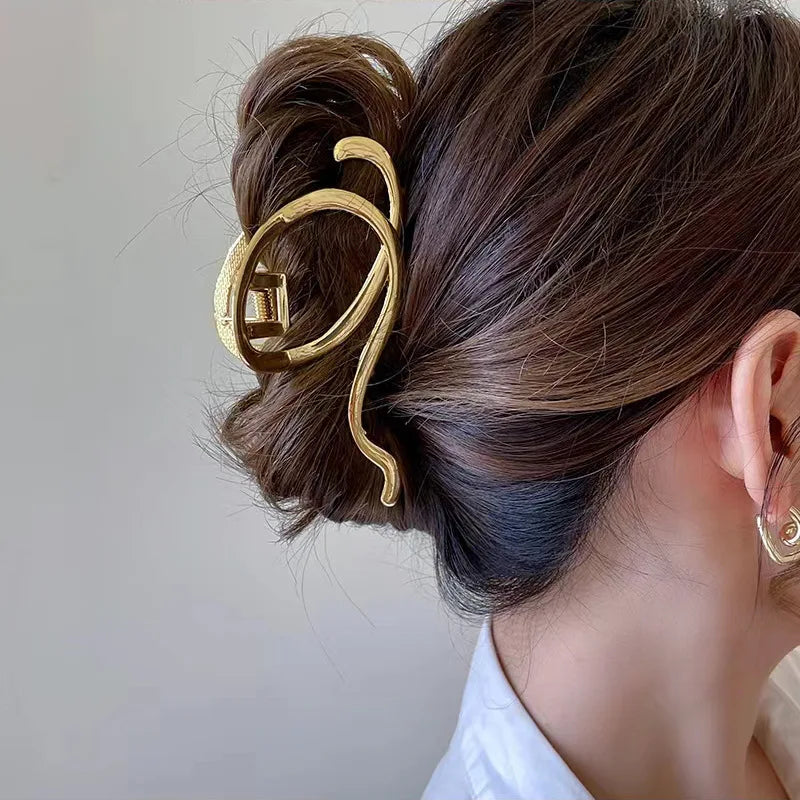 Metal Irregular Hair Claw Clips – Silver/Gold Punk Style Barrettes