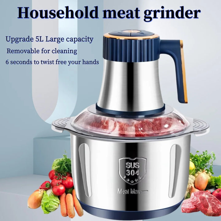 Electric Meat Grinder – 304 Stainless Steel Food Processor, Multifunctional Slicer, Mincer & Baby Food Processor