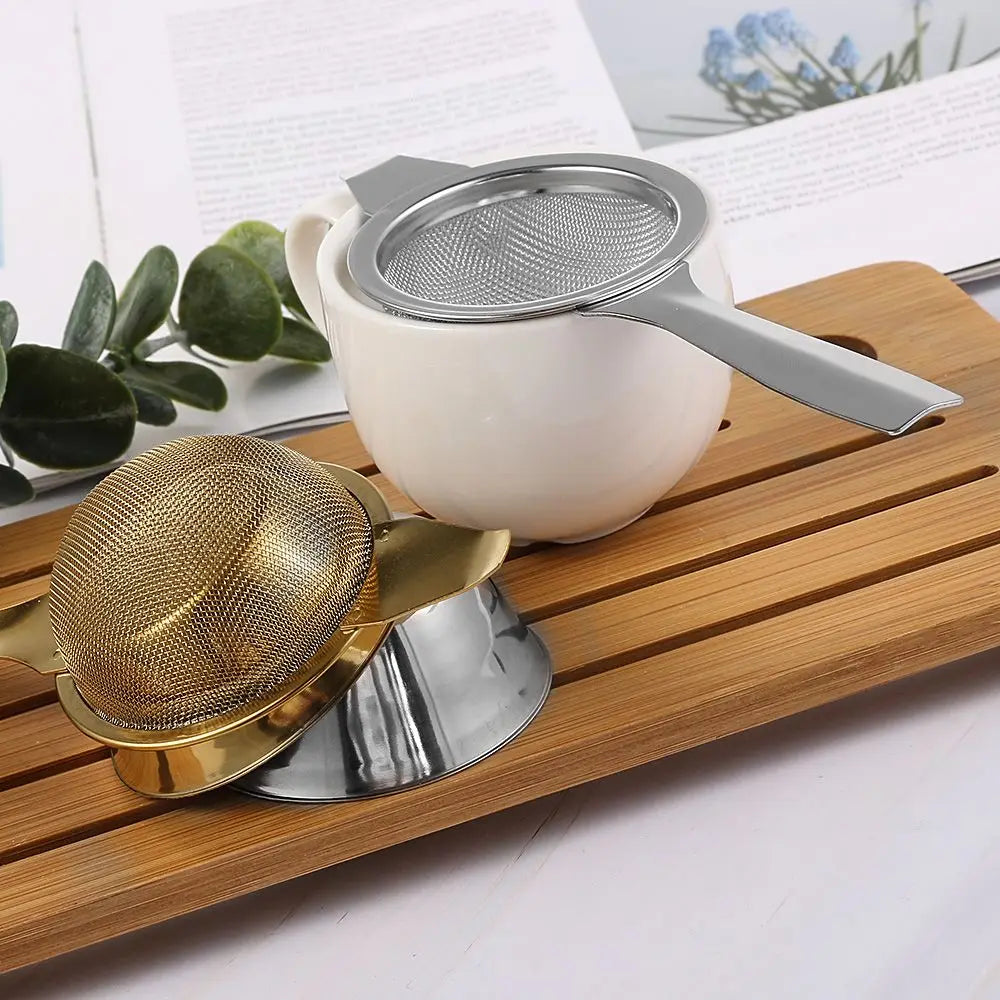 1 Set Fine Tea Strainer Filters – Kongfu Stainless Steel Mesh Colander, Reusable Teapot Infuser with Handle, Cookware
