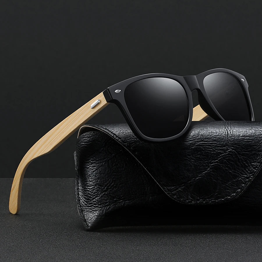 Fashion Bamboo Wood Vintage Square Sunglasses – Men & Women Luxury Brand Designer Sun Glasses, Wooden Driving & Fishing UV400 Eyewear
