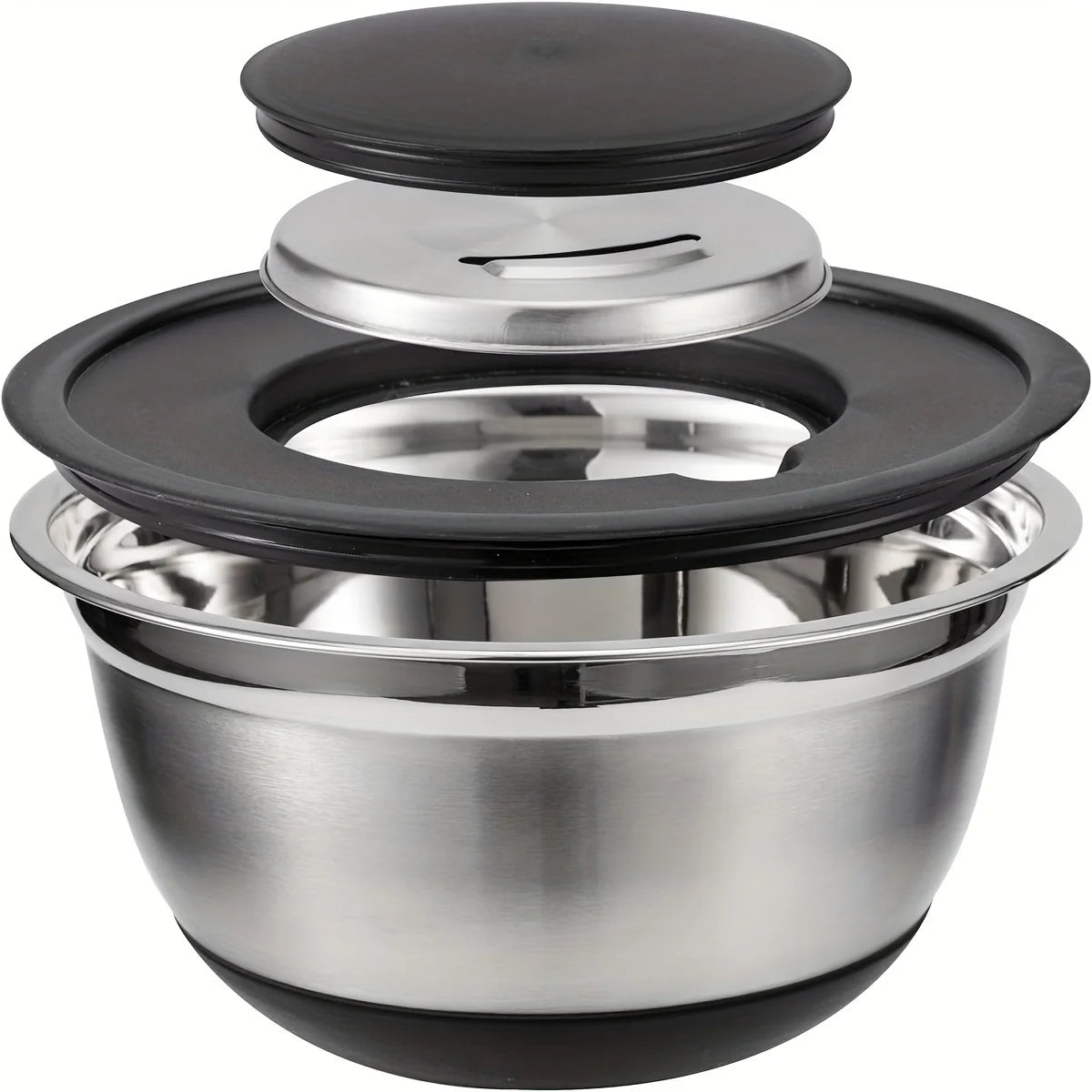 8pcs Stainless Steel Mixing Bowls with Airtight Lids – Set of Black Kitchen Bowls