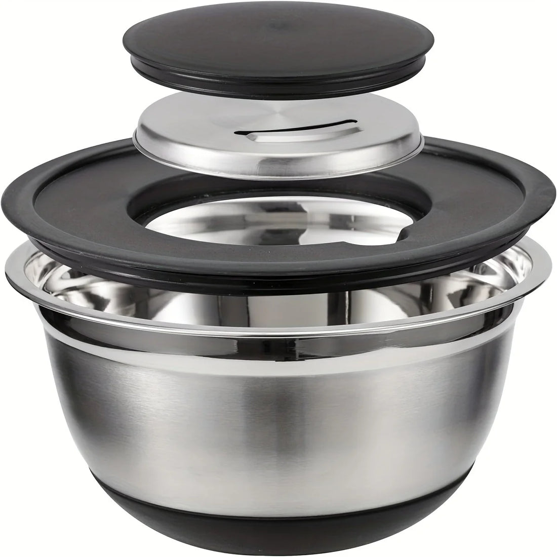 8pcs Stainless Steel Mixing Bowls with Airtight Lids – Set of Black Kitchen Bowls