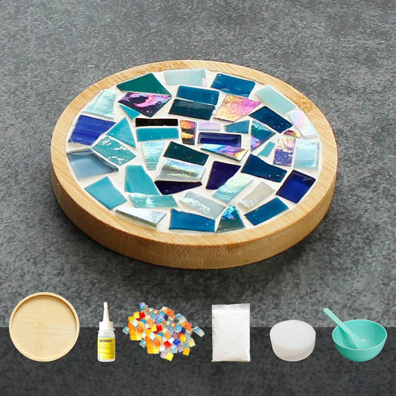 Handmade DIY Mosaic Cup Mat – Bamboo Bottom Pad for Early Education & Creative Crafting