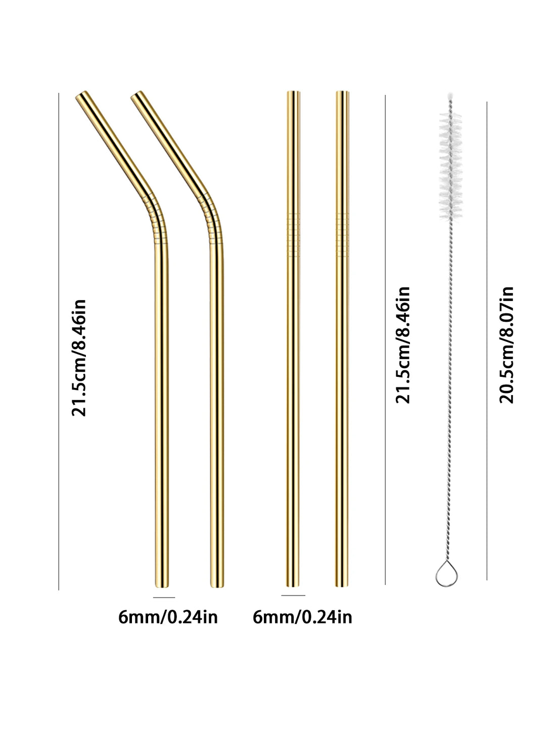 Set of 4 Stainless Steel Straws – Eco-Friendly, Reusable Drinking Straws
