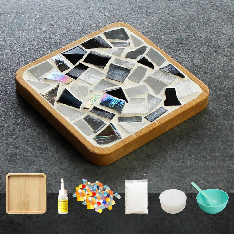 Handmade DIY Mosaic Cup Mat – Bamboo Bottom Pad for Early Education & Creative Crafting