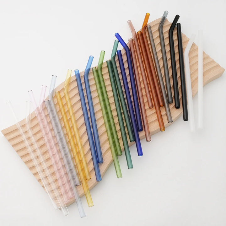 Colorful High Borosilicate Glass Straw – Eco-Friendly Reusable Drinking Straw for Cocktails, Smoothies, and More