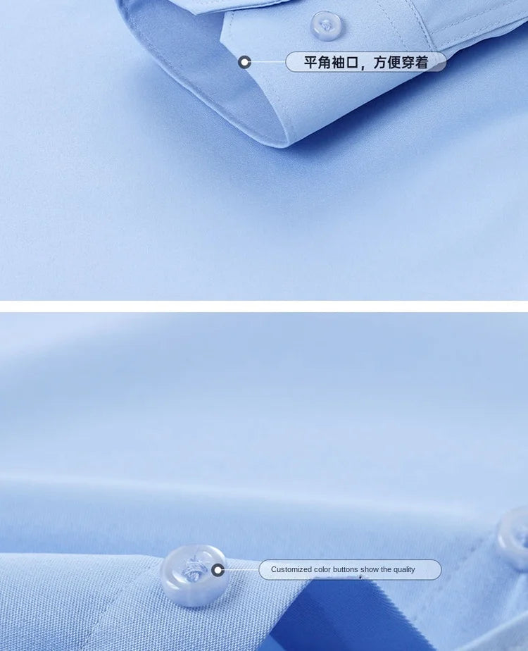 BAMBOOPLE New Fashion Non-Iron Shirt – Anti-Wrinkle Classic Solid Business Casual Long Sleeve Shirt for Men