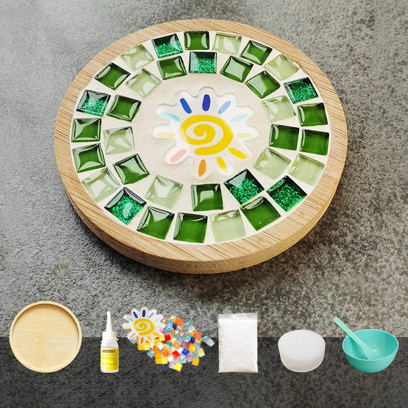 Handmade DIY Mosaic Cup Mat – Bamboo Bottom Pad for Early Education & Creative Crafting