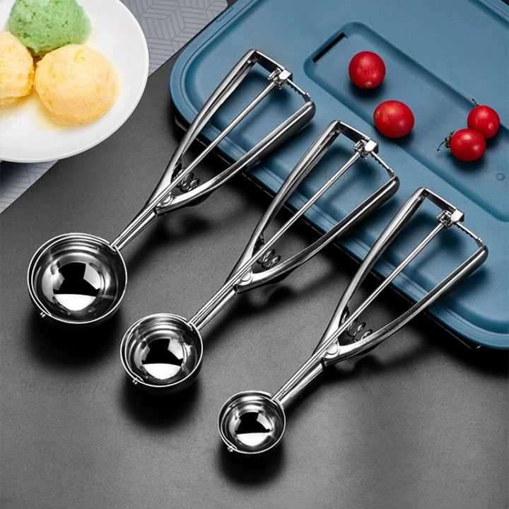 Multi-Style Stainless Steel Ice Cream Scoop Ball Digger – Handmade Ice Cube Mold, Easy Demoulding Kitchen Accessories