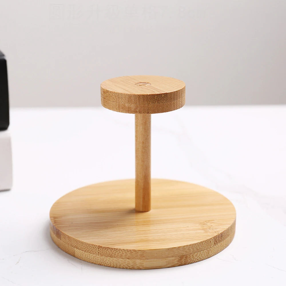 1PC Bamboo Wooden Cup Storage Rack – Creative Round Desktop Holder for Disposable Paper Cups