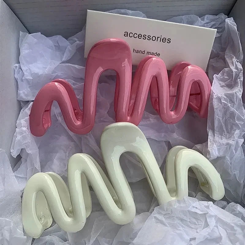 Colorful Jelly Wave Hair Claw – Korean Sweet Style Clip