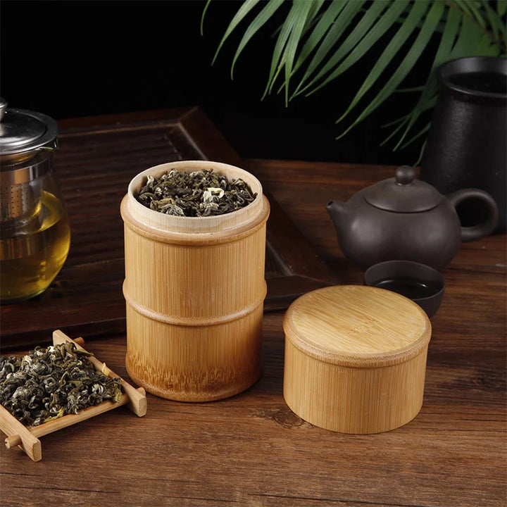 Natural Bamboo Food Storage Box – Eco-Friendly Tea, Nut, and Spice Storage Canister