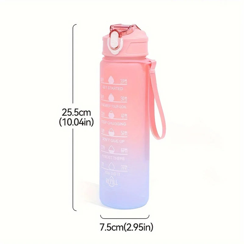 700ml Rainbow Frosted Sports Water Bottle – With Straw & Gradient Design