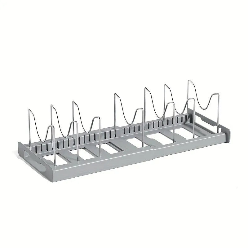 Expandable Pot & Pan Organizer Rack – Adjustable Kitchen Cabinet Storage Solution
