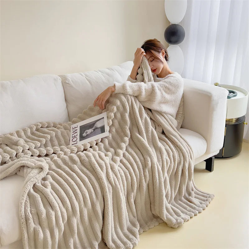 Rabbit Velvet Flannel Blanket – Thick & Warm Winter Comfort