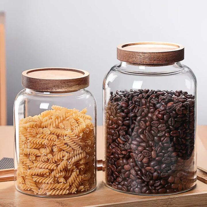 New Coffee Beans Vacuum Sealed Tank – Transparent Glass Food Storage Jar
