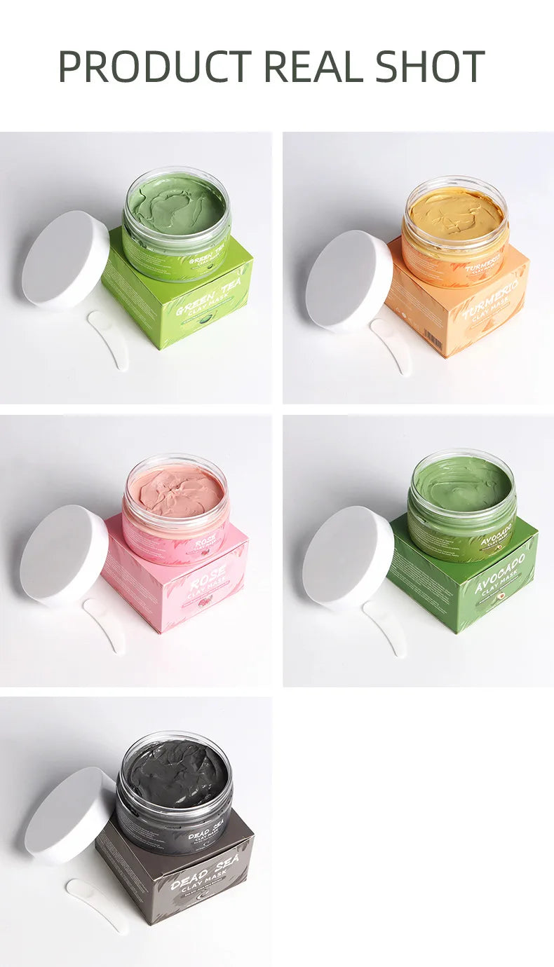 Clay Mud Face Mask Set – Turmeric, Green Tea, Rose & Avocado