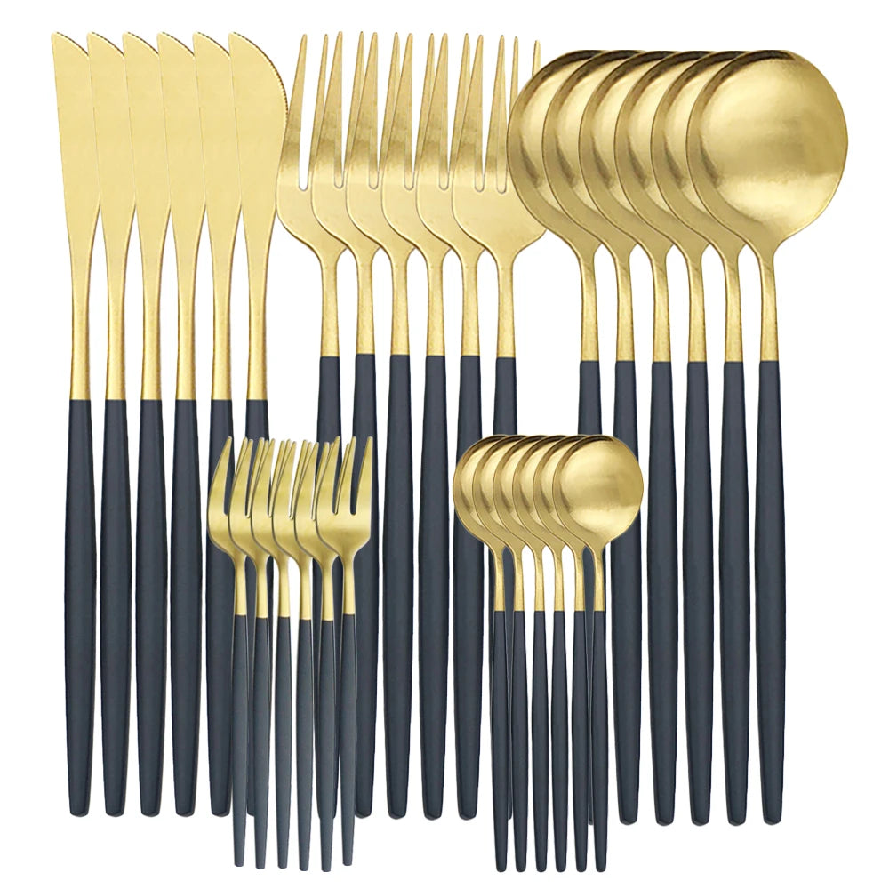 30-Piece Matte Stainless Steel Flatware Set
