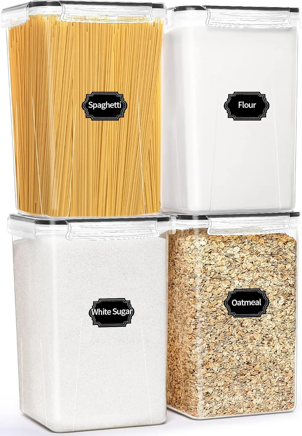 Large Airtight Food Storage Containers with Lids – Plastic Kitchen & Pantry Organization Containers for Cereal, Flour, and More