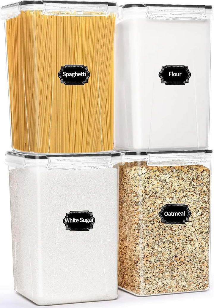 Large Airtight Food Storage Containers with Lids – Plastic Kitchen & Pantry Organization Containers for Cereal, Flour, and More