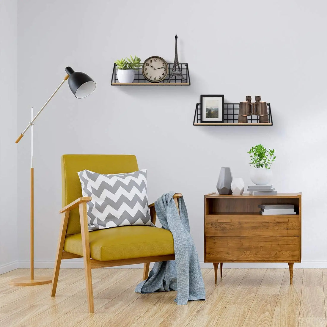 Wall-Mounted Wooden Storage Rack – No-Drill Display Shelf