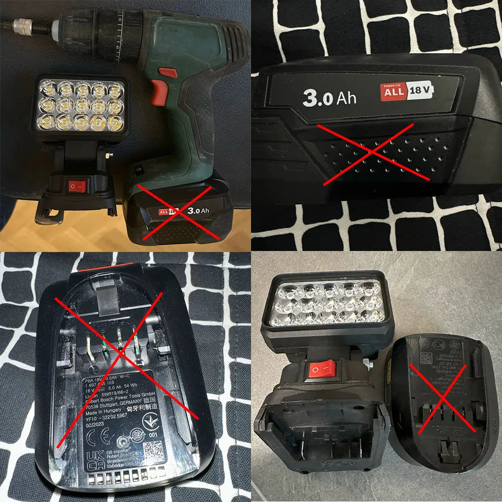 15-Bead LED Work Light – Portable Spotlight for 18V Li-ion Tool Batteries