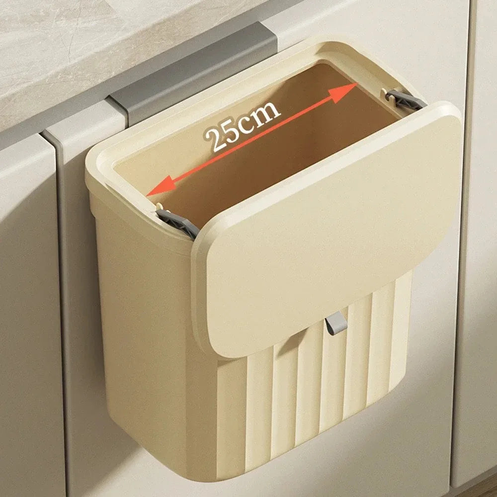 Wall-Mounted Kitchen Garbage Bin – 8.5L/12L Hanging Trash Can with Lid