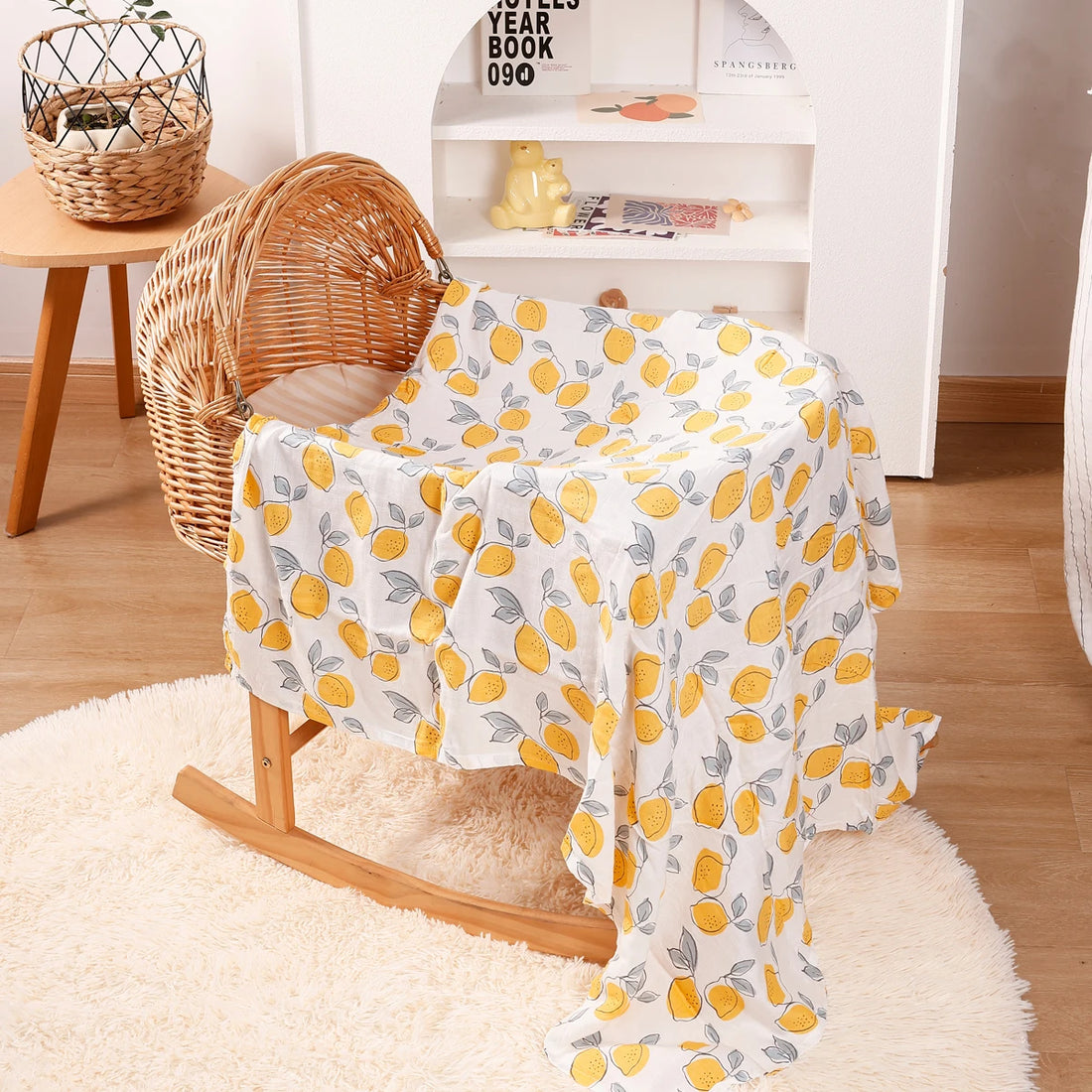 Elinfant Bamboo Cotton Muslin Swaddle Blanket – 120x110cm Baby Wrap Towel