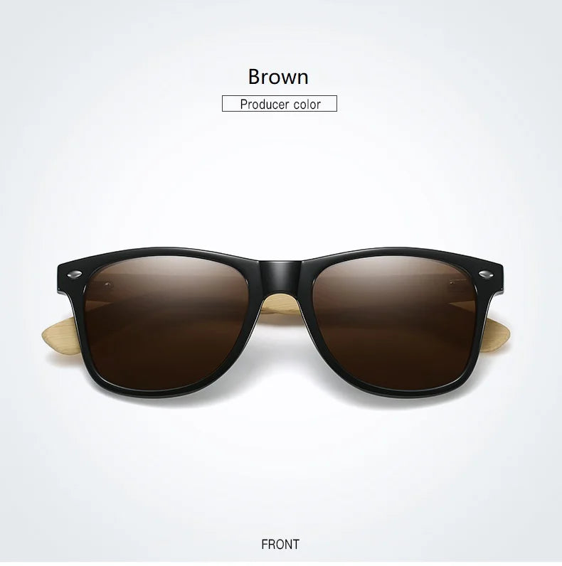 Fashion Bamboo Wood Vintage Square Sunglasses – Men & Women Luxury Brand Designer Sun Glasses, Wooden Driving & Fishing UV400 Eyewear