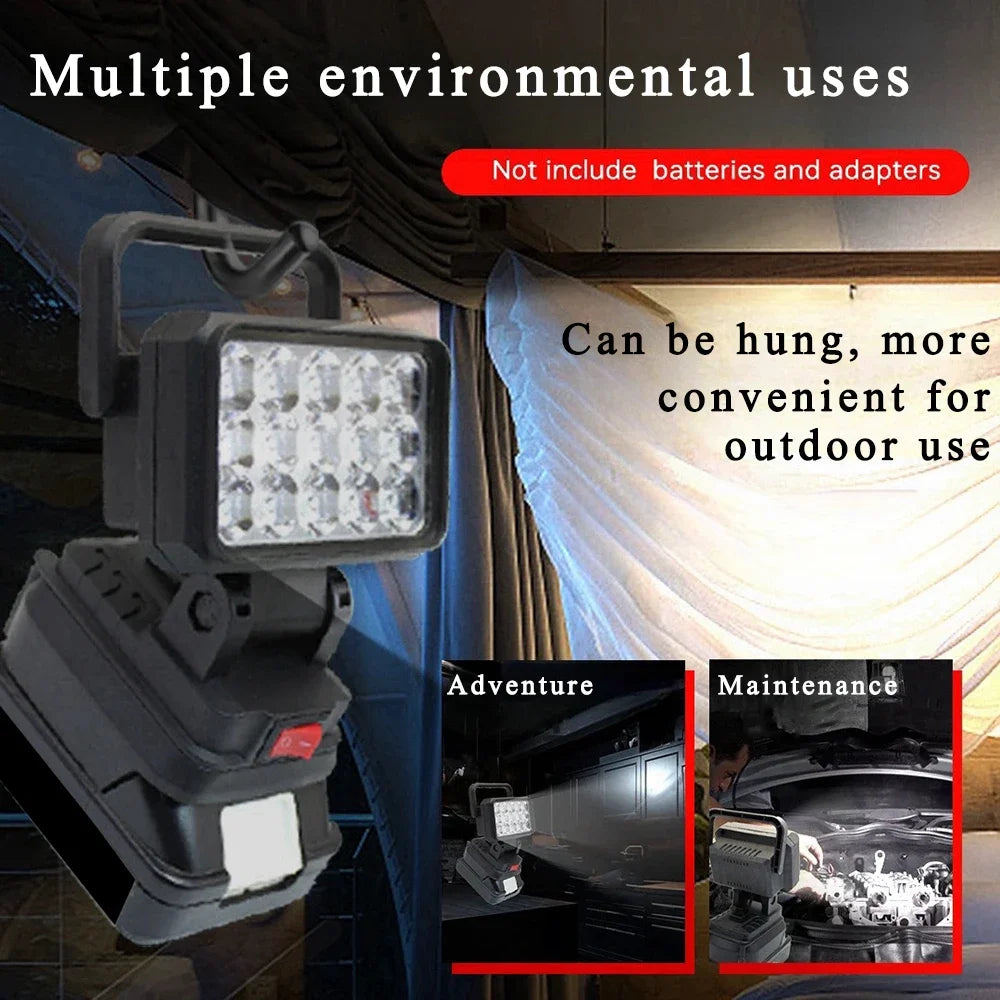15-Bead LED Work Light – Portable Spotlight for 18V Li-ion Tool Batteries