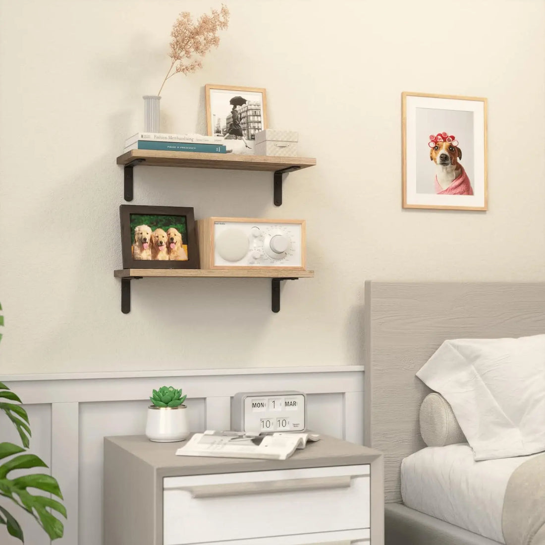 2-Piece Wooden Floating Wall Shelves – Decorative Storage for Bathroom, Bedroom & Living Room