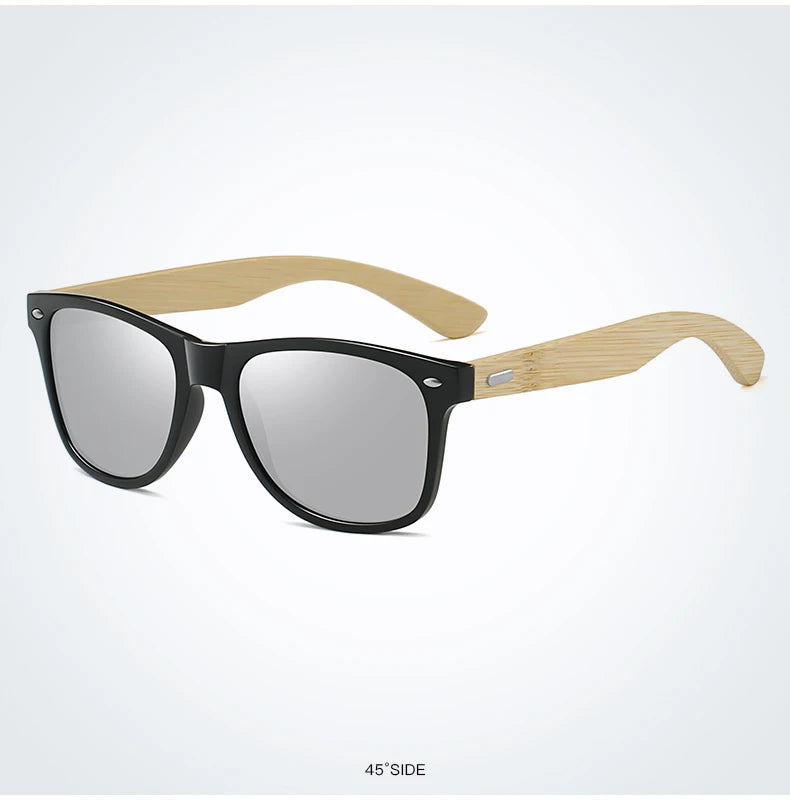 Fashion Bamboo Wood Vintage Square Sunglasses – Men & Women Luxury Brand Designer Sun Glasses, Wooden Driving & Fishing UV400 Eyewear