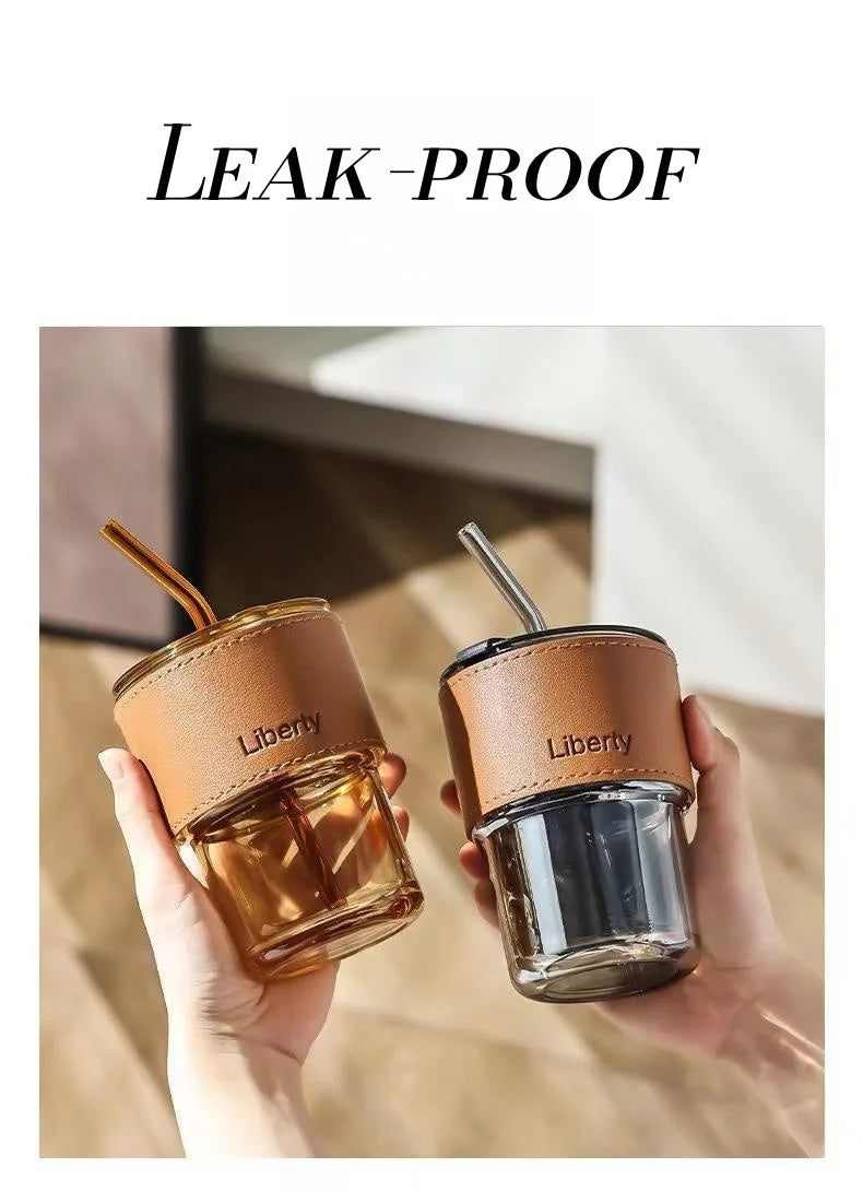 Custom Glass Cups with Lids & Straws