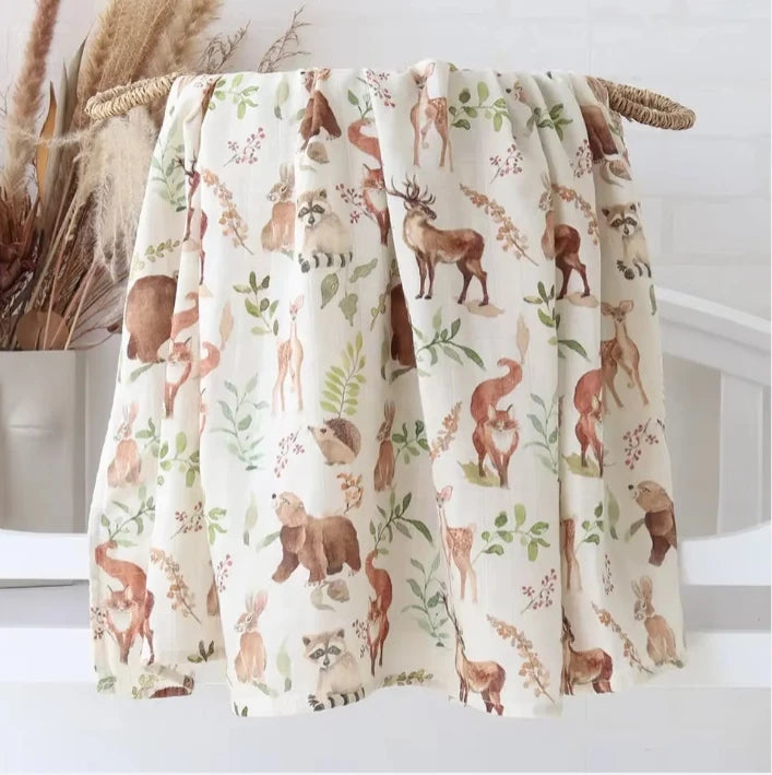 Bamboo Muslin Baby Swaddle Blanket – 120x120cm