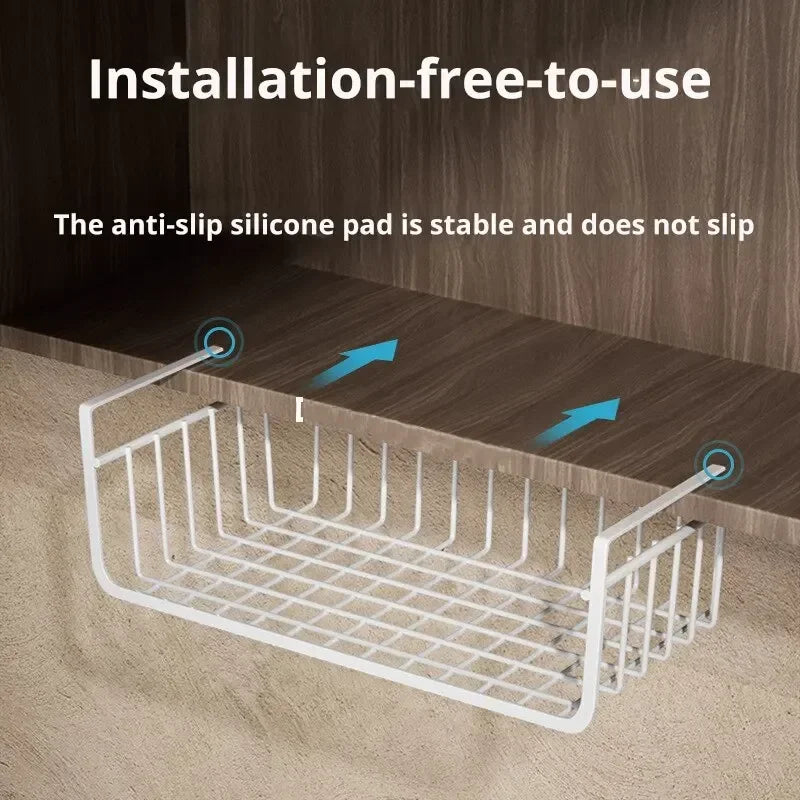 Iron Hanging Storage Basket – Under Cabinet or Wall Mount
