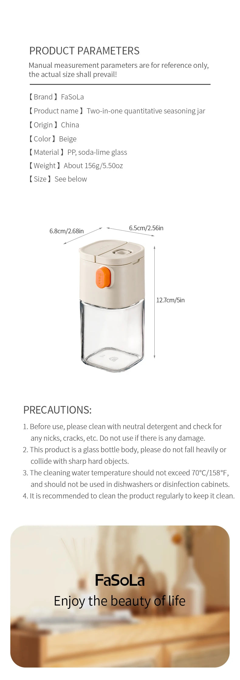 180ml Multi-Functional Quantitative Seasoning Pot – Press-Type Glass Seasoning Bottle, Salt Jar, Spice & Pepper Shakers